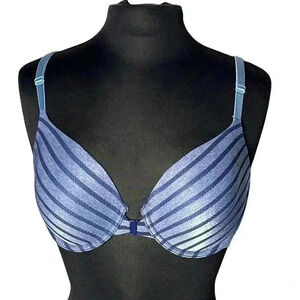 VICTORIA’S SECRET Blue UpLift Demi Front Close Strappy Back Bra Size 34D